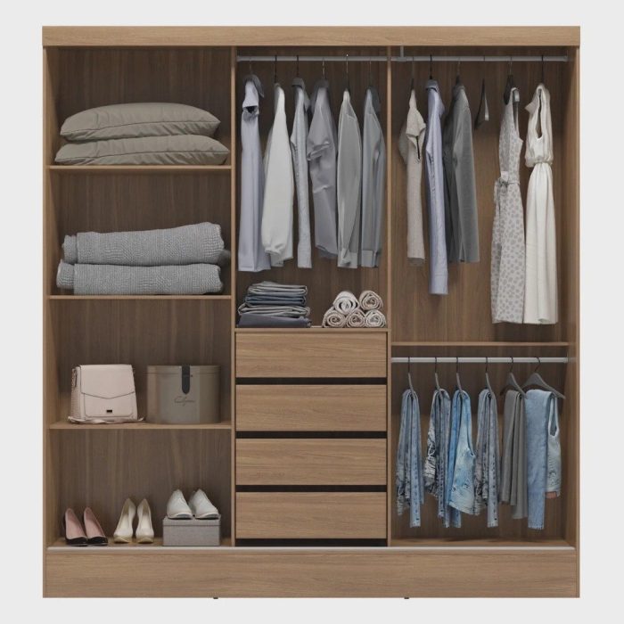 Guarda Roupa Casal 3 Portas 4 Gavetas Plata - Imagem 3