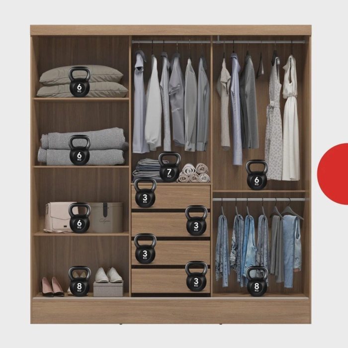 Guarda Roupa Casal 3 Portas 4 Gavetas Plata - Imagem 4