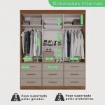Guarda Roupa Casal 3 Portas 9 Gavetas Luana - Imagem 3