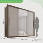 Guarda-Roupa Casal 3 Portas com Espelho Central e 4 Gavetas Costa Rica - Imagem 2