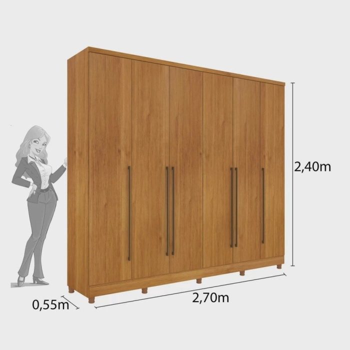 Guarda Roupa Casal 6 Portas 8 Gavetas com Pés Portugal 270cm Espresso Móveis - Imagem 4