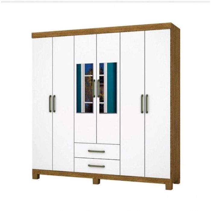 Guarda Roupa Casal 6 Portas Carioca Móveis Freijó Branco - Imagem 4