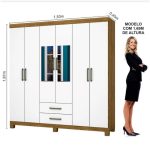 Guarda Roupa Casal 6 Portas Carioca Móveis Freijó Branco - Imagem 2