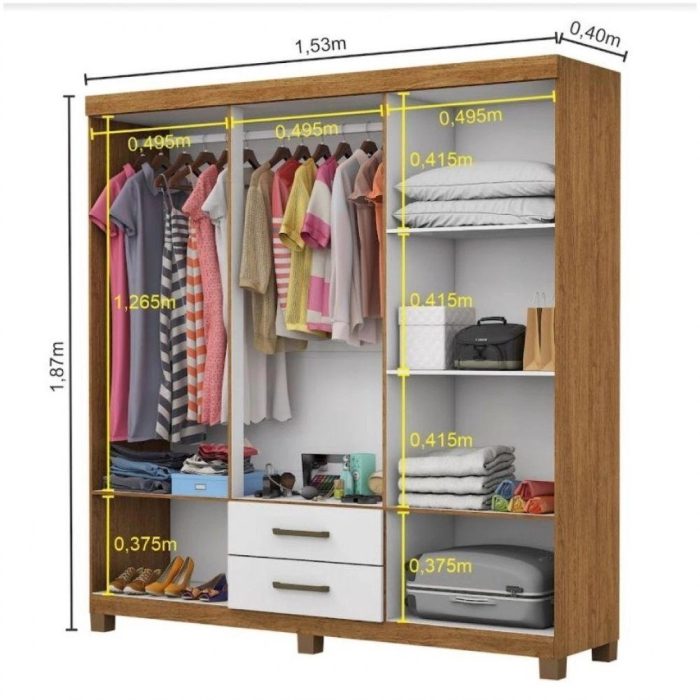 Guarda Roupa Casal 6 Portas Carioca Móveis Freijó Branco - Imagem 3