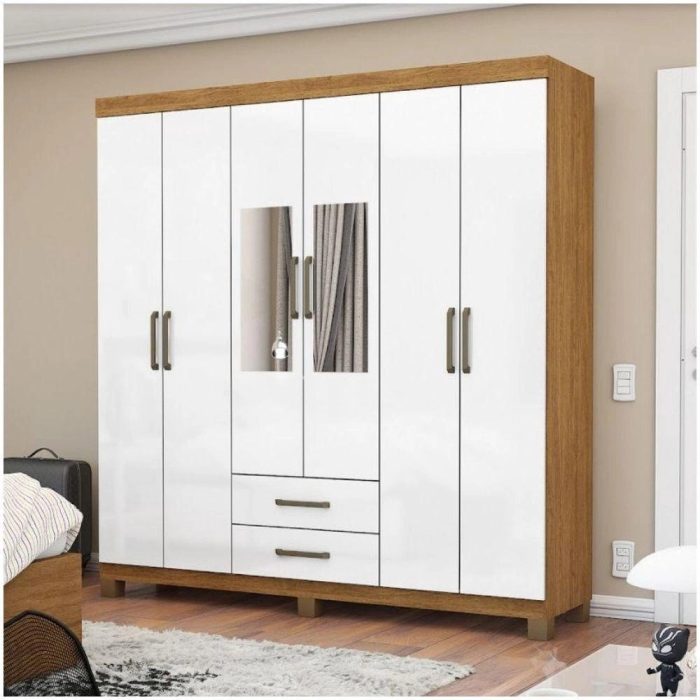 Guarda Roupa Casal 6 Portas Carioca Móveis Freijó Branco - Imagem 1