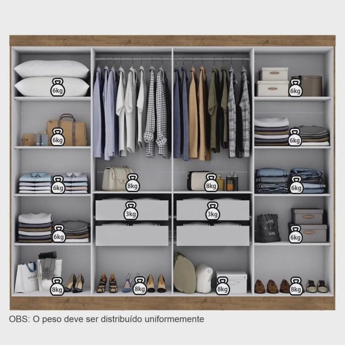 Guarda Roupa Casal 8 Portas 4 Gavetas Paris Espresso Móveis - Imagem 5