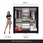 Guarda Roupa Casal Amanda 3 Portas Esp Menor Preto Fosco – M. Arapongas - Imagem 3