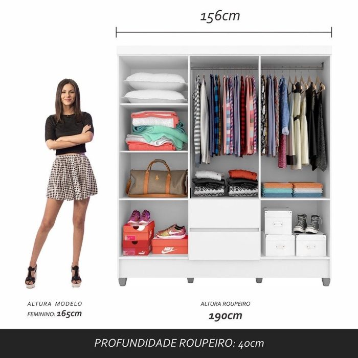 Guarda Roupa Casal Bruna 6 Portas Branco Ff – Moveis Arapongas - Imagem 2