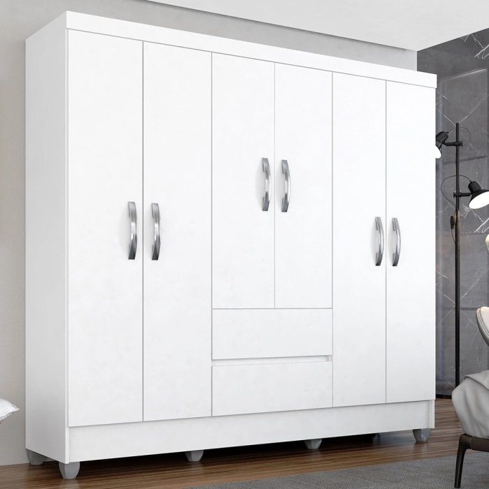 Guarda Roupa Casal Bruna 6 Portas Branco Ff – Moveis Arapongas - Imagem 1