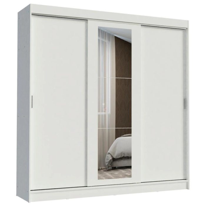 Guarda-Roupa Casal Madesa Kansas 3 Portas de Correr com Espelho 3 Gavetas - Imagem 2