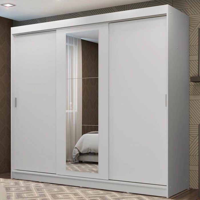 Guarda-Roupa Casal Madesa Kansas 3 Portas de Correr com Espelho 3 Gavetas - Imagem 1