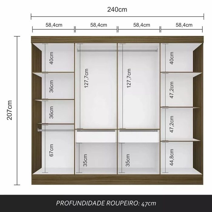 Guarda-Roupa Casal Mayra 8 Portas Boreal – Moveis Arapongas - Imagem 4