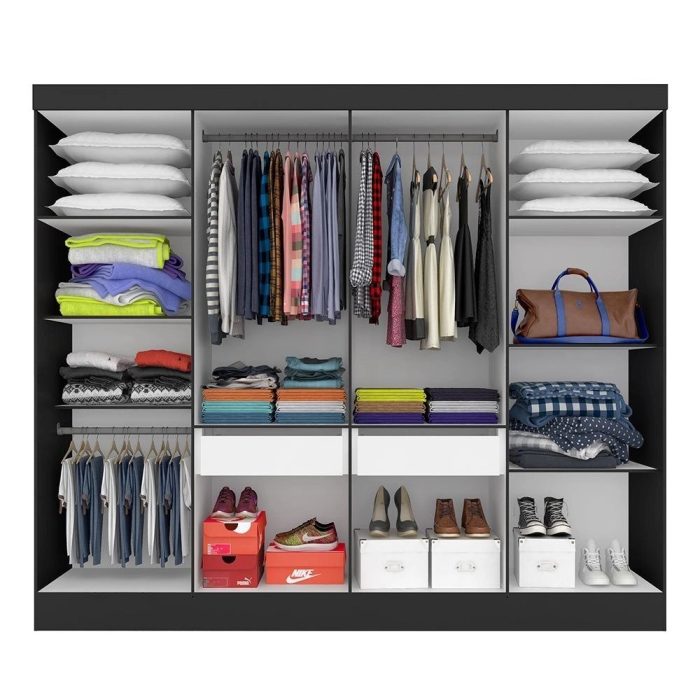 Guarda Roupa Casal Mayra 8 Portas Preto Fosco – Moveis Arapongas - Imagem 2