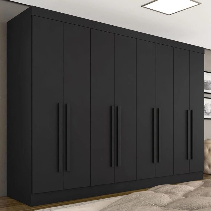 Guarda Roupa Casal Mayra 8 Portas Preto Fosco – Moveis Arapongas - Imagem 1