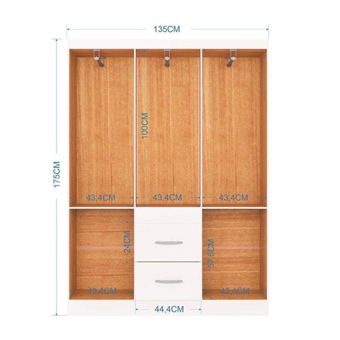 Guarda Roupa Casal Milão 6 Portas Branco Brilho – Poquema - Imagem 3