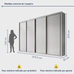 Guarda Roupa Casal Premium Liv 279,3cm 4 Portas 4 Gavetas Espresso Móveis - Imagem 2