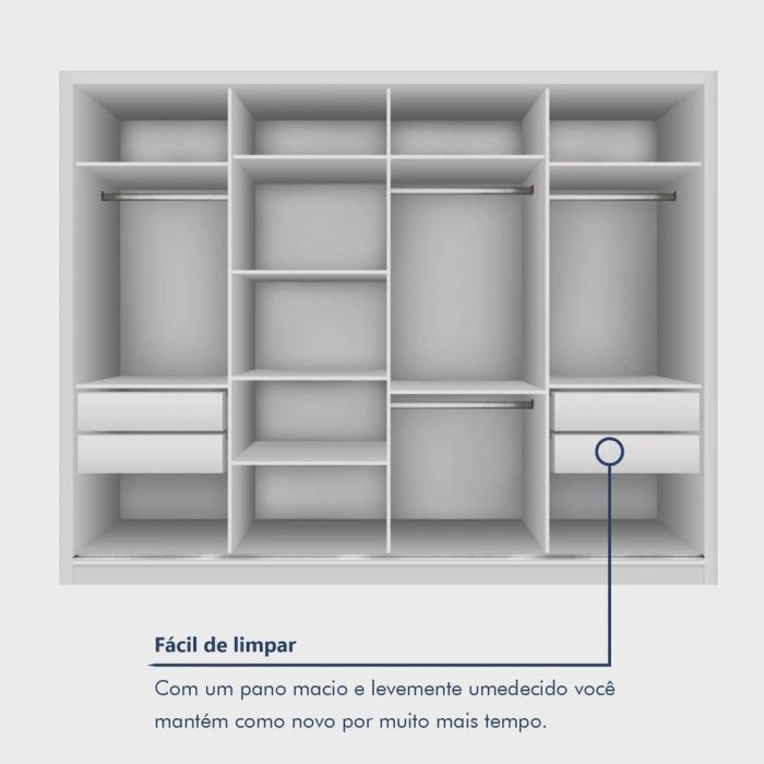Guarda Roupa Casal Premium Liv 279,3cm 4 Portas 4 Gavetas Espresso Móveis - Imagem 3