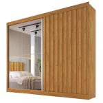 Guarda Roupa Casal Ripado com Espelho 2 Portas de Correr 100 mdf Atlanta Made Marcs - Imagem 2