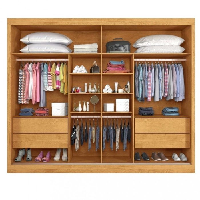 Guarda Roupa Casal Ripado com Espelho 2 Portas de Correr 100 mdf Atlanta Made Marcs - Imagem 3