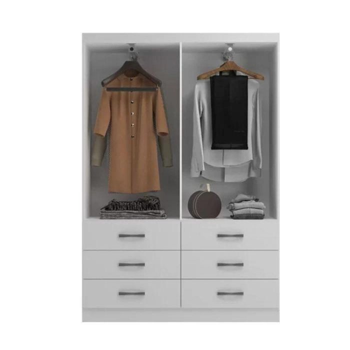 Guarda Roupa Casal Treviso 4 Portas 6 Gavetas – Branco Branco - Imagem 3