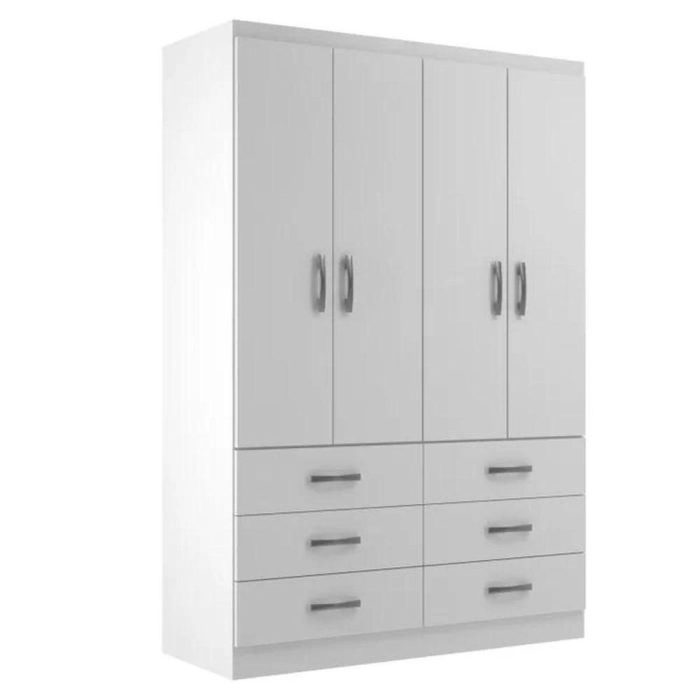 Guarda Roupa Casal Treviso 4 Portas 6 Gavetas – Branco Branco - Imagem 4