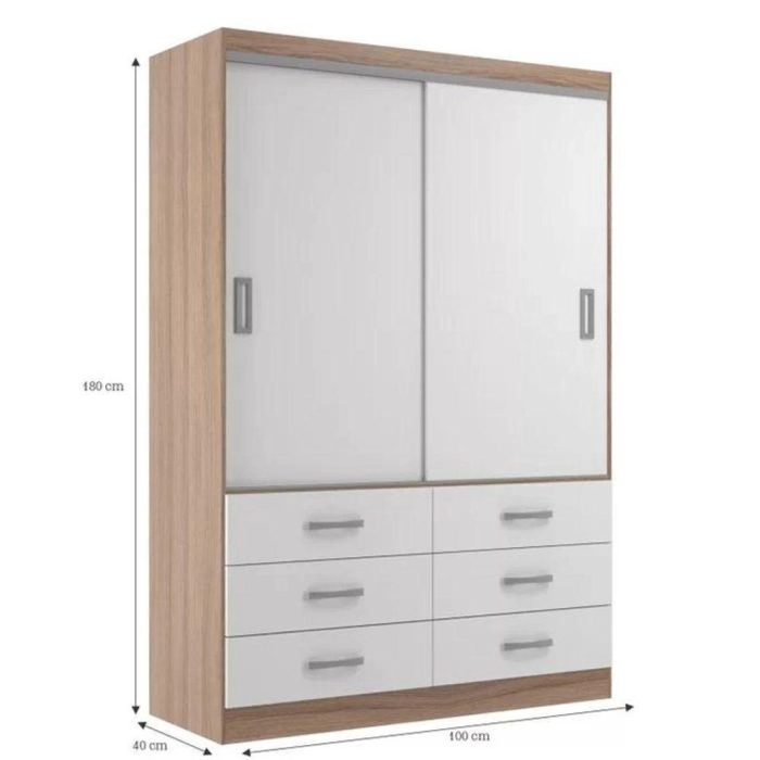 Guarda Roupa Casal Veneza Premium 2 Portas De Correr 6 Gavetas – Demolição – Branco Demolição – Branco - Imagem 4