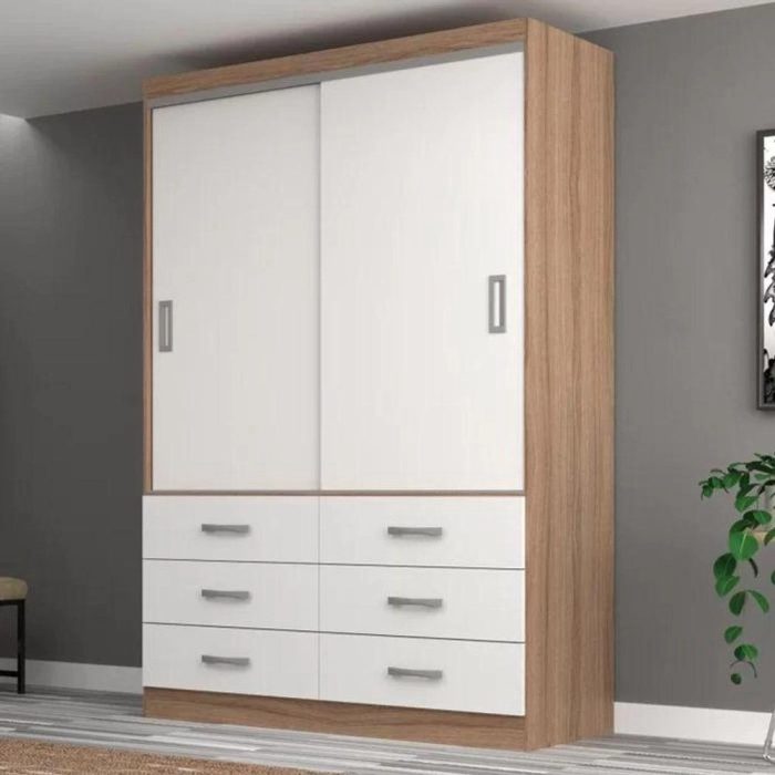 Guarda Roupa Casal Veneza Premium 2 Portas De Correr 6 Gavetas – Demolição – Branco Demolição – Branco - Imagem 1