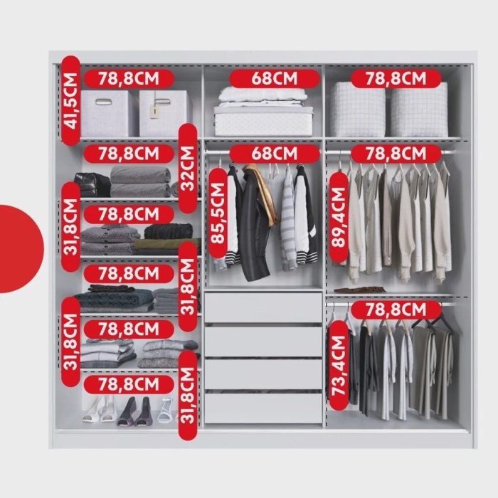 Guarda Roupa Casal com 3 Portas e 1 com 4 Espelhos 100% mdf London Yescasa - Imagem 5
