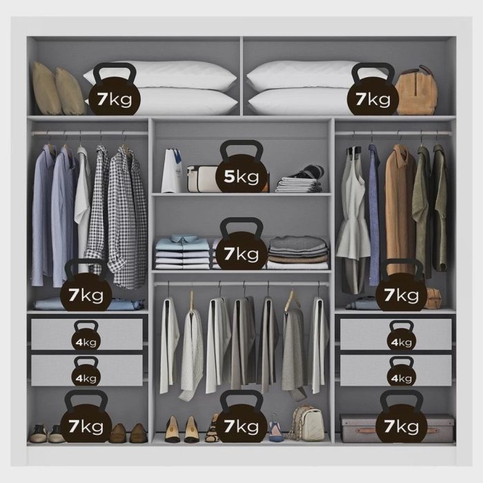 Guarda-Roupa Casal com Espelho 3 Portas 4 Gavetas 188,5cm Viena Yescasa - Imagem 3