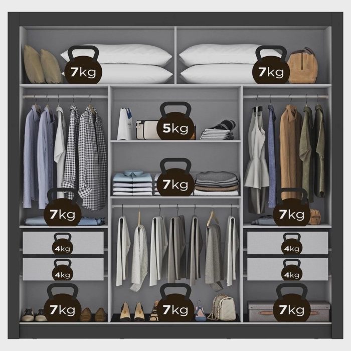 Guarda-Roupa Casal com Espelho 3 Portas 4 Gavetas 188,5cm Viena Yescasa - Imagem 3