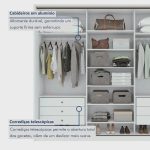Guarda Roupa Casal com Espelho 3 Portas de Correr 6 Gavetas Spazio Glass Espresso Móveis Branco - Imagem 3