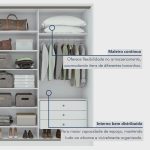 Guarda Roupa Casal com Espelho 3 Portas de Correr 6 Gavetas Spazio Glass Espresso Móveis Branco - Imagem 6