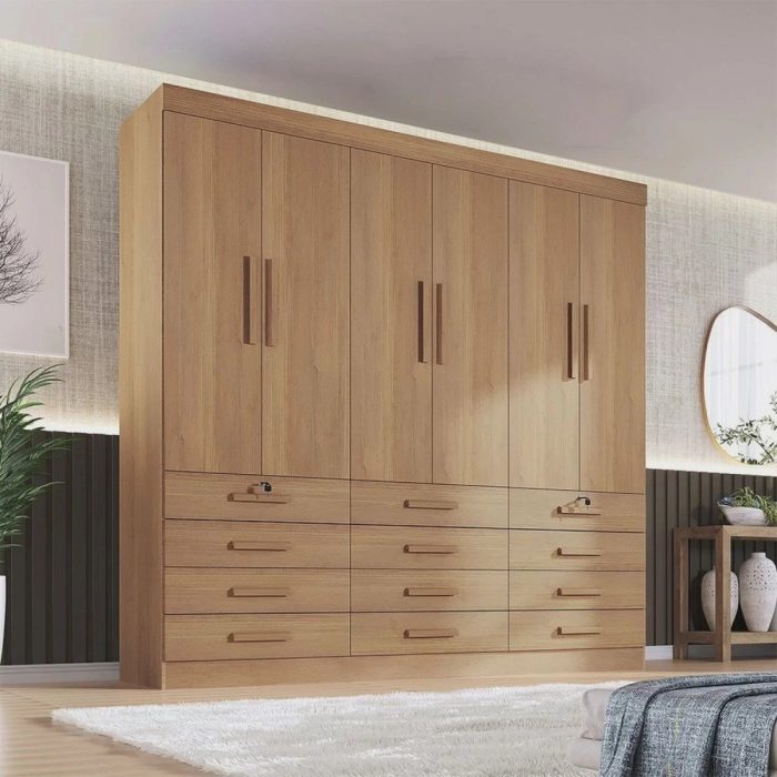 Guarda Roupa Casal mdf 6 Portas 12 Gavetas Marselha Plus - Imagem 1