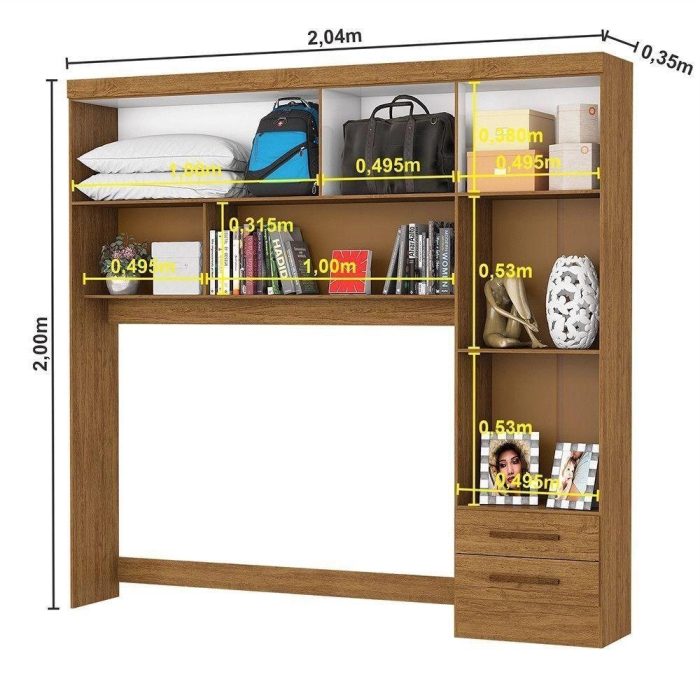 Guarda Roupa Modulado Paris 4 Portas 2 Gavetas Freijó Com Off White - Imagem 2