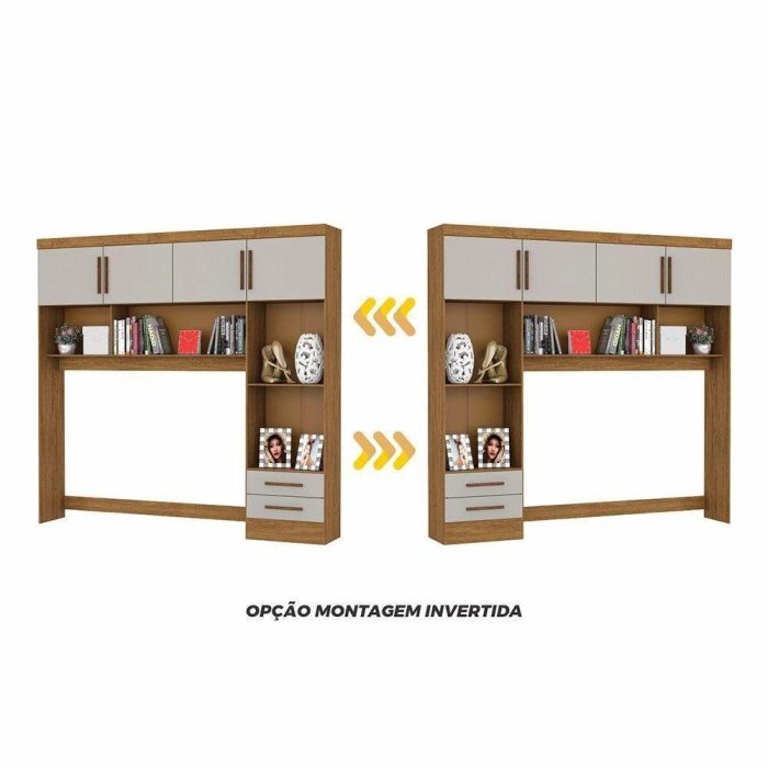 Guarda Roupa Modulado Paris 4 Portas 2 Gavetas Freijó Com Off White - Imagem 4