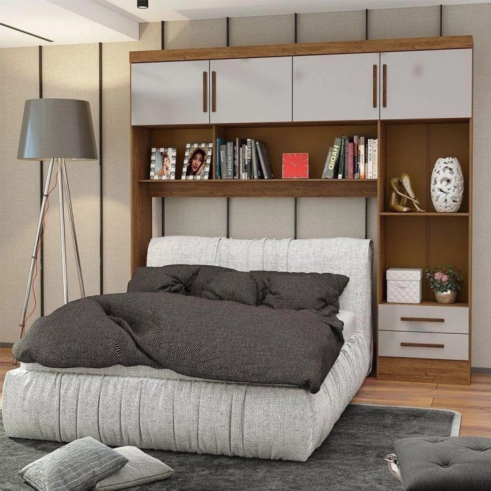 Guarda Roupa Modulado Paris 4 Portas 2 Gavetas Freijó Com Off White - Imagem 1