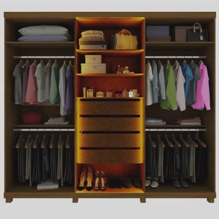 Guarda Roupas Casal 6 Portas com Pés e Led Absolut New Reflecta - Imagem 2