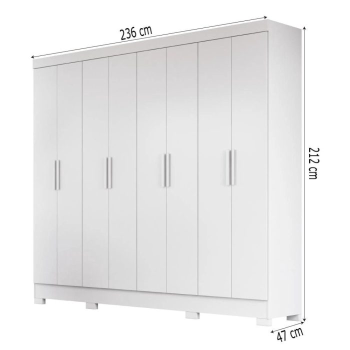 Guarda Roupas Casal 8 Portas 4 Gavetas Diplomata Moval Branco - Imagem 3