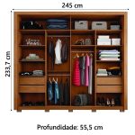Guarda Roupas Casal Com Ripado e Espelho 2 Portas 4 Gavetas Madeirado/Off White Eloa Caemmun - Imagem 3