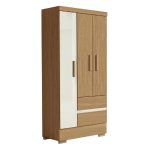 Guarda Roupas Solteiro 3 Portas 2 Gavetas Coimbra Atacama  Off White Aramóveis