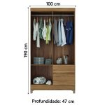 Guarda Roupas Solteiro 4 Portas 2 Gavetas Amêndoa Lótus Demóbile - Imagem 3