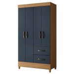 Guarda Roupas Solteiro 4 Portas 2 Gavetas Mobi Nature  Grafite Albatroz