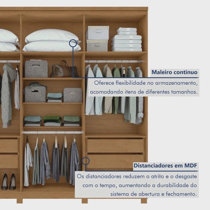 Guarda-roupa 6 Portas 4 Gavetas 100% Mdf Alonzo com Pés - Imagem 4