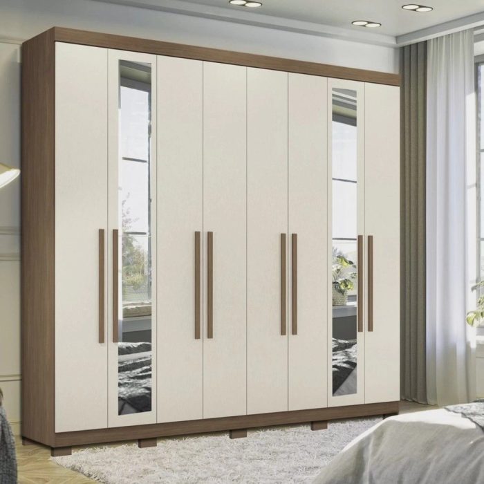 Guarda-roupa 8 Portas 4 Gavetas Master New com Espelho e Pés - Imagem 1