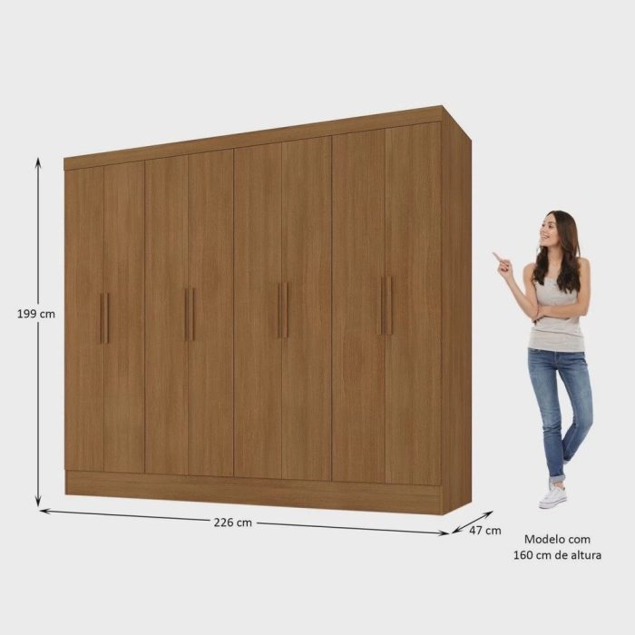 Guarda-roupa Casal 100% mdf 8 Portas 4 Gavetas Jatobá Yescasa - Imagem 3