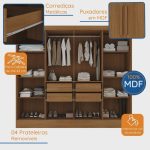 Guarda-roupa Casal 100% mdf 8 Portas 4 Gavetas Jatobá Yescasa - Imagem 4