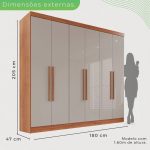 Guarda-roupa Casal 6 Portas 2 Gavetas França - Imagem 3