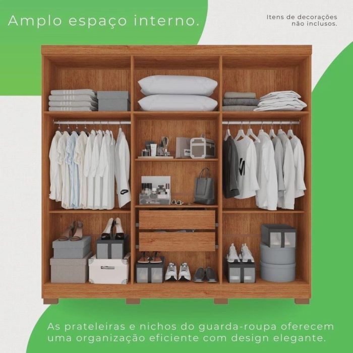 Guarda-roupa Casal 6 Portas 2 Gavetas França - Imagem 2