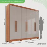 Guarda-roupa Casal 6 Portas 2 Gavetas França - Imagem 3