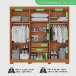 Guarda-roupa Casal 6 Portas 2 Gavetas França - Imagem 4